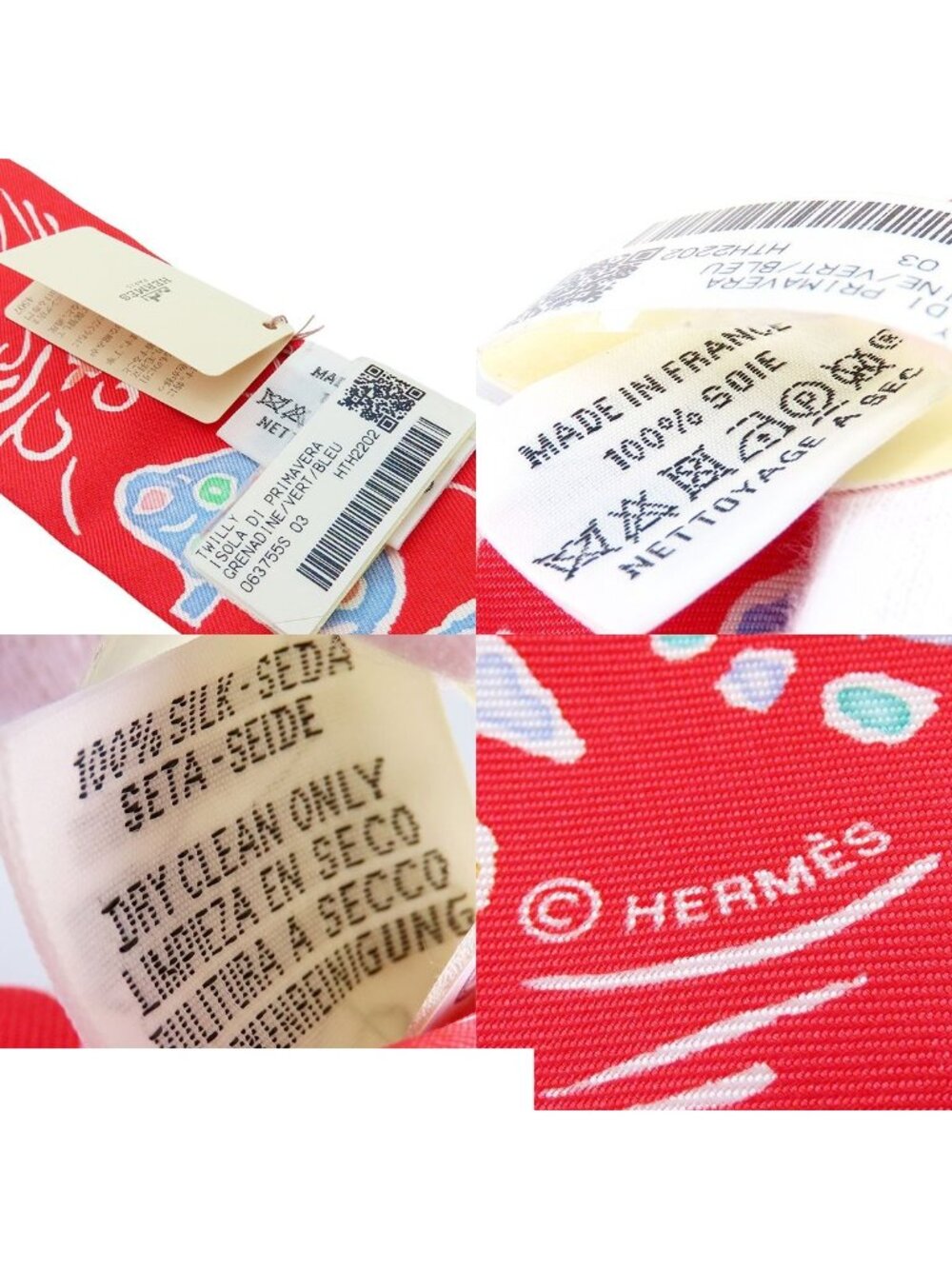 Hermes Twilly Scarf Grenadine Vert Blue Silk Isola DI Primavera Spring Island - Picture 7 of 9